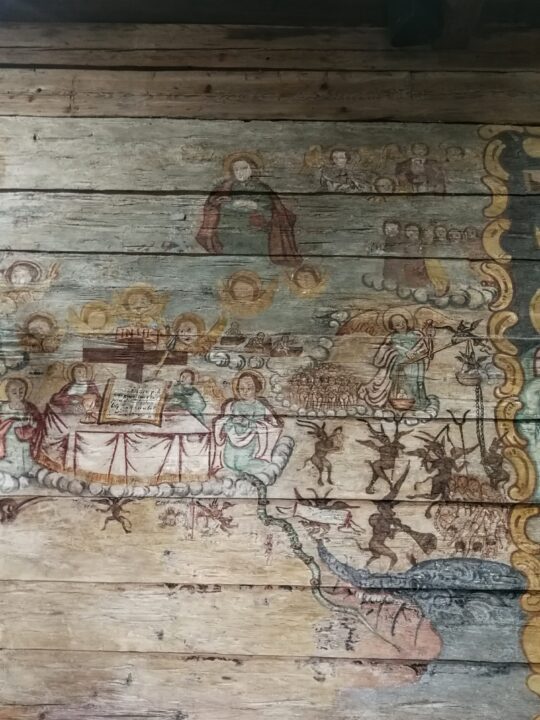 Słowacja, wieś Bodruzal, Cerkiew św. Mikołaja (fragment polichromii) Sąd Ostateczny. Bodruzal Cerkiew św. Mikołaj